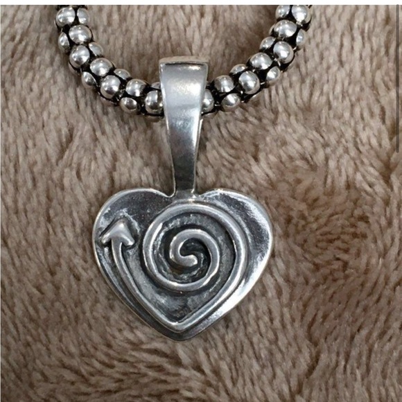 SILPADA Sterling Silver Heart Arrow Spiral Pendant on 
SILPADA Popcorn Chain - Picture 3 of 8
